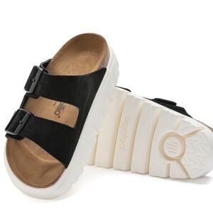 NWT BIRKENSTOCK PAPILLIO ARIZONA CHUNKY SUEDE LEATHER BLACK 8-8.5 (39) M/N